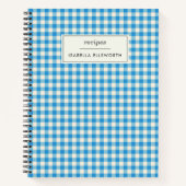 Cute Retro Blue Gingham Pset Personalized Recipe Notitieboek (Voorkant)