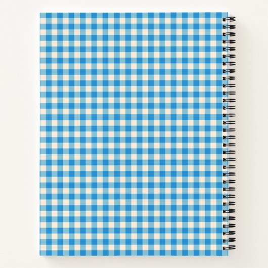 Cute Retro Blue Gingham Pset Personalized Recipe Notitieboek (Achterkant)