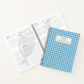 Cute Retro Blue Gingham Pset Personalized Recipe Notitieboek (Binnen)
