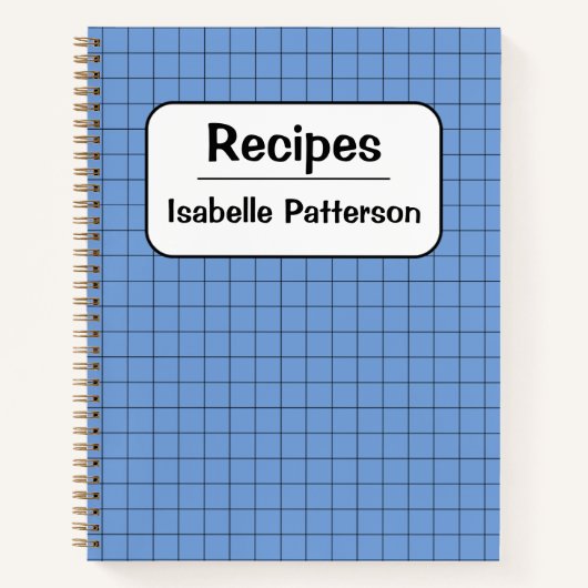 Cute Retro Blue Gingham Pset Personalized Recipe Notitieboek (Voorkant)
