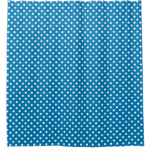 Cute Retro Blue White Polka Dot Pattern Douchegordijn (Voorkant)