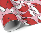 Cute retro blush roos santa hat patroon cadeaupapier (Rol Hoek)