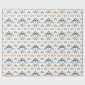 Cute Retro Boho Celestial Pattern Birthday Cadeaupapier (Vlak)