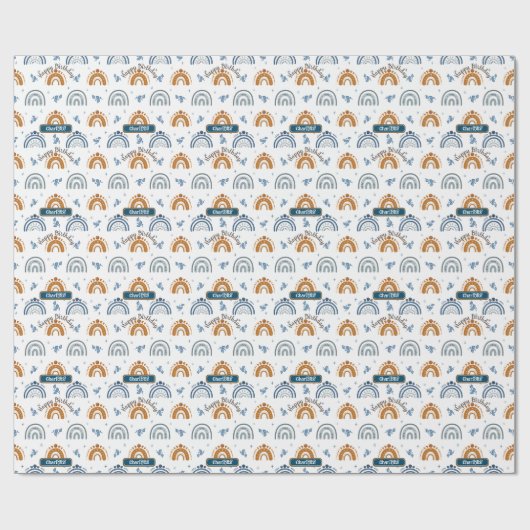 Cute Retro Boho Celestial Pattern Birthday Cadeaupapier (Vlak)