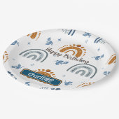 Cute Retro Boho Celestial Pattern Birthday Papieren Bordje (Gekanteld)