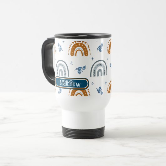 Cute Retro Boho Celestial Pattern Personalized Reisbeker (Voorkant links)