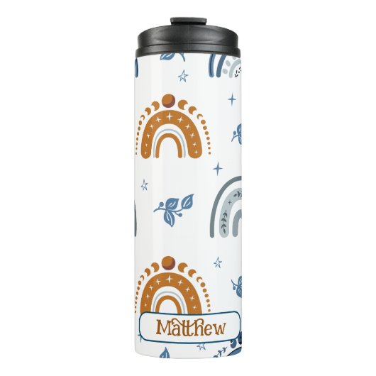 Cute Retro Boho Celestial Pattern Personalized Thermosbeker (Voorkant)