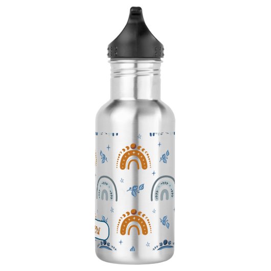 Cute Retro Boho Celestial Pattern Personalized Waterfles (Rechts)