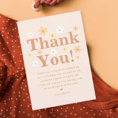 Cute Retro Boho Madeliefjes Foto Kinderverjaardag Bedankkaart