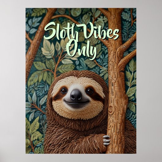 Cute retro boho Sloth Hang in there Poster (Voorkant)