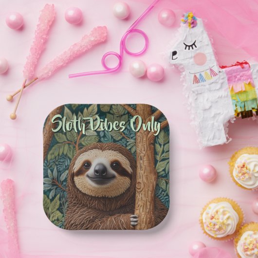 Cute retro boho Sloth Hang in there sloth vibes  Papieren Bordje (Feest)