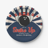 Cute Retro Bowling Party for Kids Papieren Bordje (Voorkant)