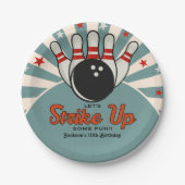 Cute Retro Bowling Party for Kids Papieren Bordje (Voorkant)