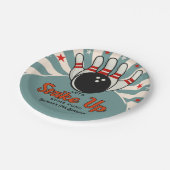 Cute Retro Bowling Party for Kids Papieren Bordje (Gekanteld)