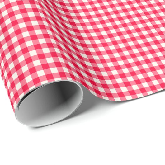 Cute Retro Bright Red Gingham Pset Patroon Cadeaupapier (Rol Hoek)
