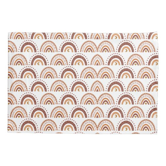 Cute Retro Brown Boho Rainbow Whimsical Patroon Kussensloop (Achterkant)