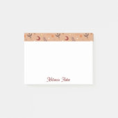Cute Retro Brown Boho Whimsical Name Persoonlijk Post-it® Notes (Voorkant)