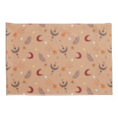 Cute Retro Brown Boho Whimsical Patroon Kussensloop (Achterkant-Rechts)