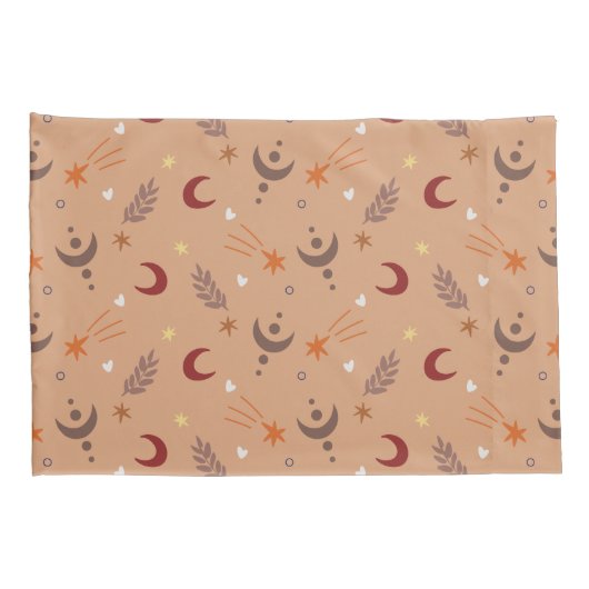 Cute Retro Brown Boho Whimsical Patroon Kussensloop (Achterkant-Rechts)