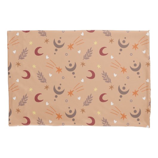 Cute Retro Brown Boho Whimsical Patroon Kussensloop (Voorkant-Links)