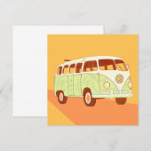 Cute Retro Bus Kaart, Retro Van Kaart,  bus (Voorkant / Achterkant)