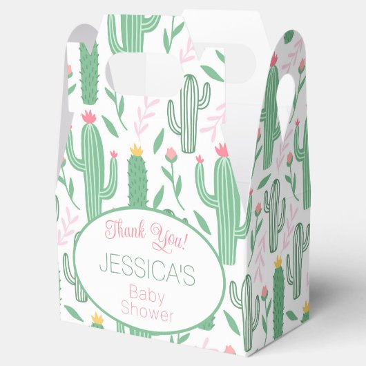 Cute Retro Cactus Succulent Floral Baby shower Bedankdoosjes (Geopend)