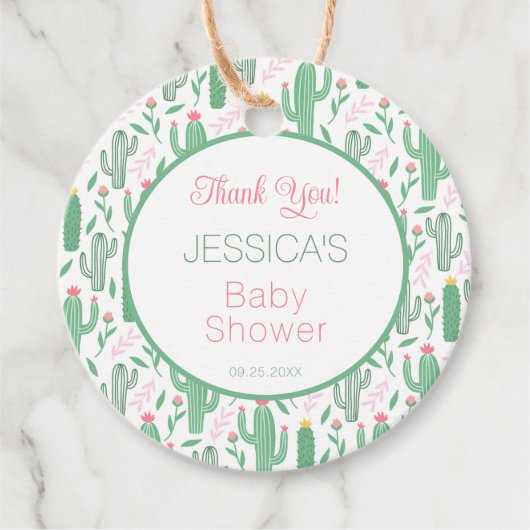 Cute Retro Cactus Succulent Floral Baby shower Bedankjes Labels (Voorkant)