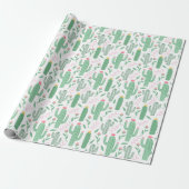 Cute Retro Cactus Succulent Floral Baby shower Cadeaupapier (Uitgerold)