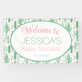 Cute Retro Cactus Succulent Floral Baby shower Spandoek (Horizontaal)