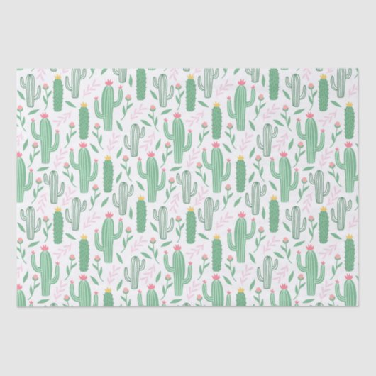 Cute Retro Cactus Succulent Floral Baby shower Tissuepapier (Voorkant)