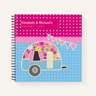 Cute Retro Campervan BUCKET LIST Couples Custom Notitieboek