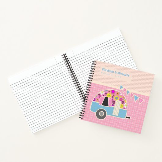 Cute Retro Campervan BUCKET LIST Couples Custom Notitieboek (Binnen)