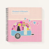 Cute Retro Campervan BUCKET LIST Couples Custom Notitieboek (Voorkant)
