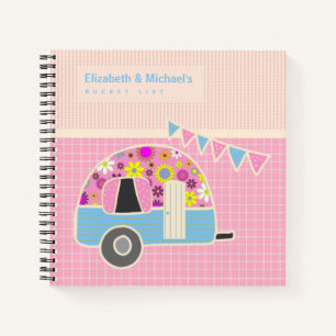 Cute Retro Campervan BUCKET LIST Couples Custom Notitieboek