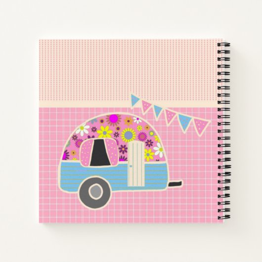 Cute Retro Campervan BUCKET LIST Couples Custom Notitieboek (Achterkant)
