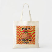 Cute Retro Capybara Merry Christmas Name Tote Bag (Voorkant)