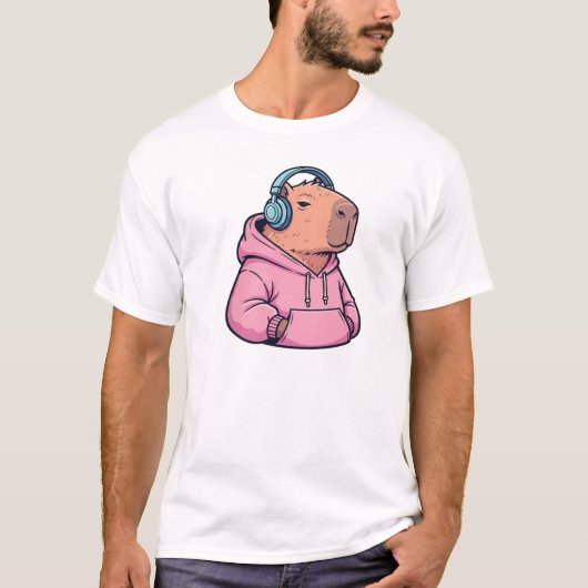 Cute Retro Capybara-trui Cartoon T-shirt (Voorkant)