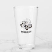 Cute Retro Car Black voeg naam toe Glas (Achterkant)