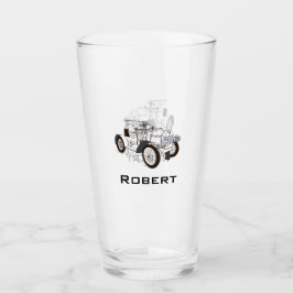 Cute Retro Car Black voeg naam toe Glas