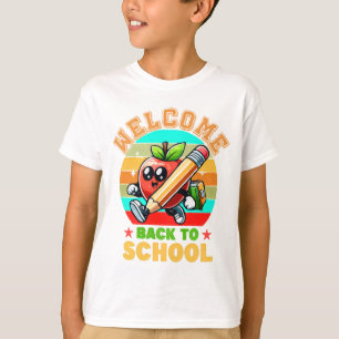 Cute Retro Cartoon Appel Welkom terug op school T-shirt