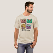 Cute Retro Cassette Tape "Rewind" Kawaii Design T-shirt (Voorkant volledig)