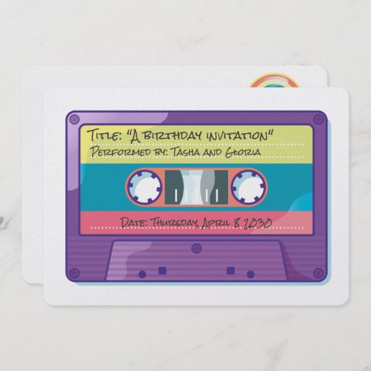 Cute retro cassette-uitnodiging kaart (Voorkant / Achterkant)