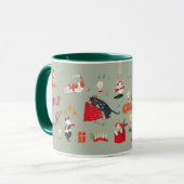 Cute retro cat green kerstpatroon Mok (Voorkant links)