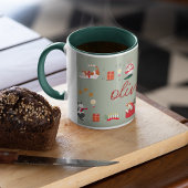 Cute retro cat green kerstpatroon Mok