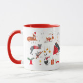 Cute retro cat red Christmas pattern Mug Mok (Links)