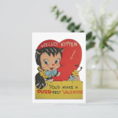 Cute retro  Cat Valentijn Feestdagenkaart (Staand voorkant)