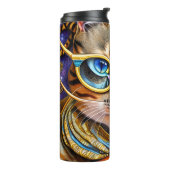 Cute Retro Cat Wearing Glasses Thermosbeker (Gedraaid links)