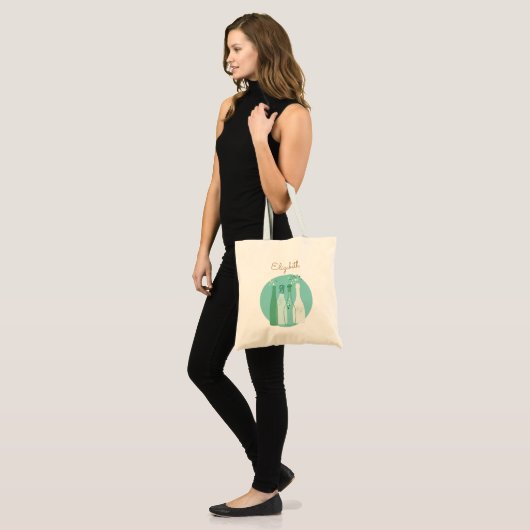 Cute Retro Champagne Bubbles Persoonlijke Boodscha Tote Bag (Voorkant (model))