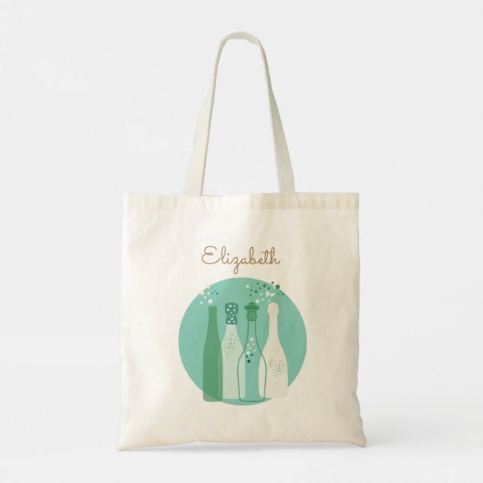 Cute Retro Champagne Bubbles Persoonlijke Boodscha Tote Bag (Achterkant)