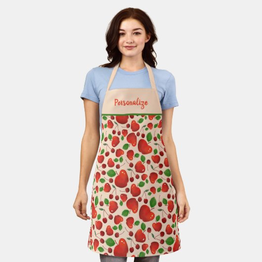 Cute Retro Cherries Fruit Orchard Pattern Schort (Gedragen)